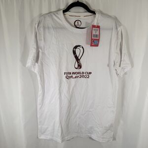 New FIFA World Cup 2022 Shirt Unisex Large White Short Sleeve Crew Neck Qatar